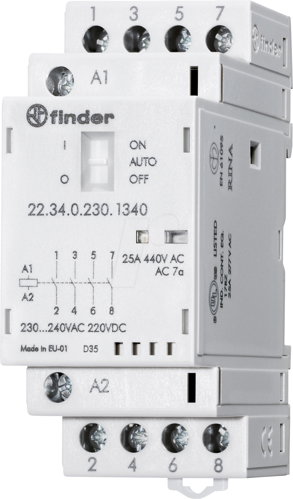 8012823357294 - FIN 22340 24V3 - Installationsrelais 2x NC + 2x NO 250V 25A 24 V AC DC 8012823357294 - FIN 22340 24V3 - Installationsrelais 2x NC + 2x NO 250V 25A 24 V AC DC