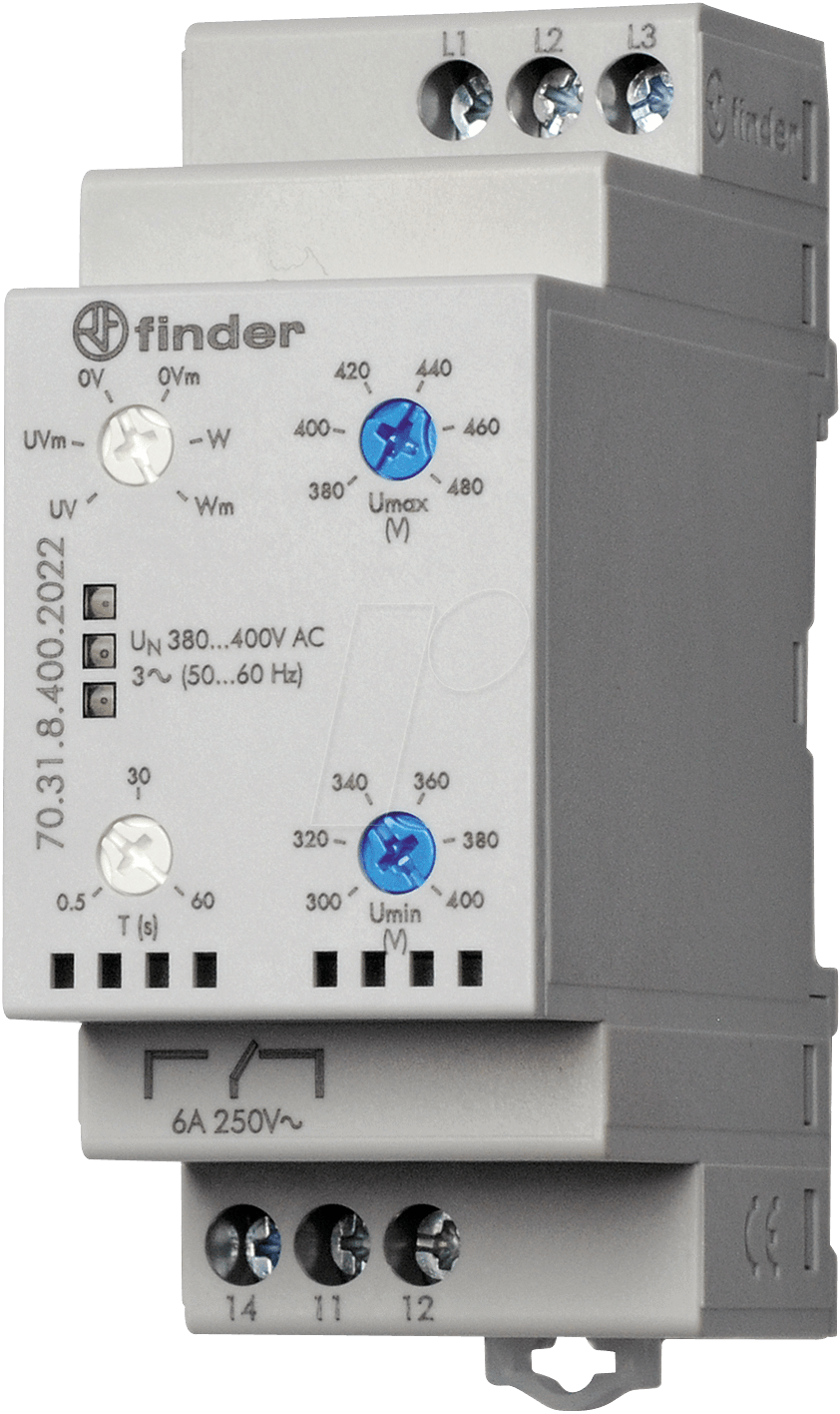8012823372204 - Phasenwächter 380-415V ac 300-480V minAnsp=05s maxAnsp=60s 703184002022 - Finder 8012823372204 - Phasenwächter 380-415V ac 300-480V minAnsp=05s maxAnsp=60s 703184002022 - Finder