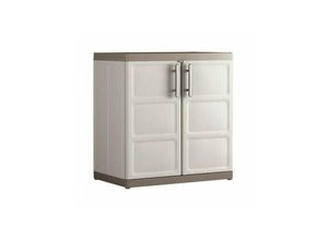 8013183022471 - Iperbriko - Niedriger Mehrzweck-Kleiderschrank mit zwei Türen und zwei Einlegeböden Beige excellence 89x54x h93 cm