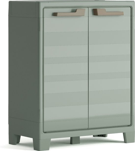 8013183122003 - Planet Außenlagerschrank niedrig - 1 Regal - 44x80x100cm - Hellgrau Schwarz