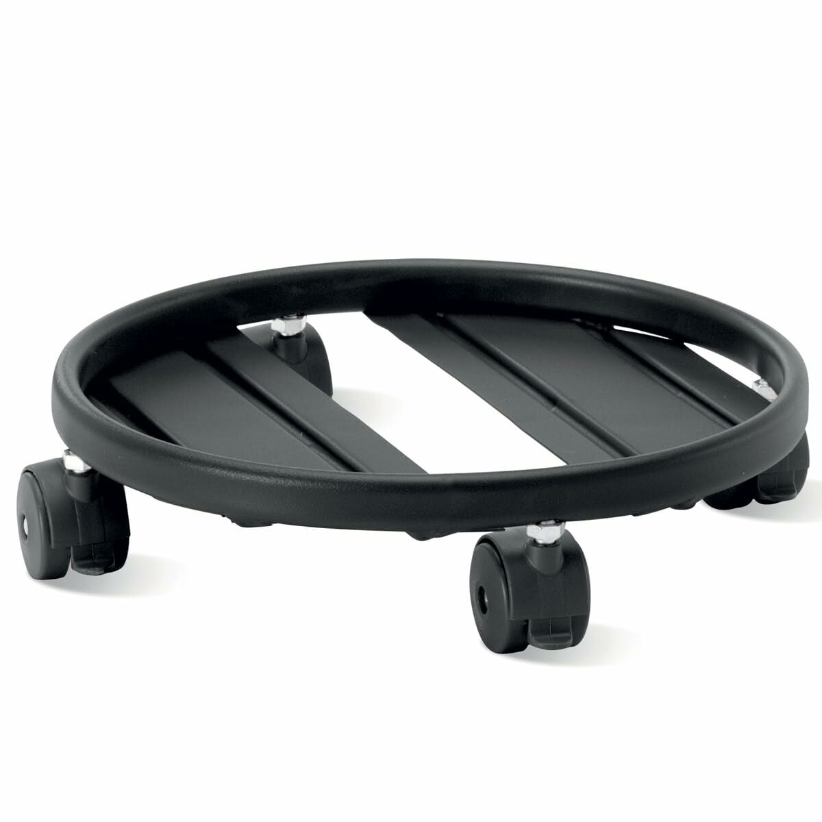 8013604043504 - Flowerpot Standt with Wheels Black Metal 35 cm