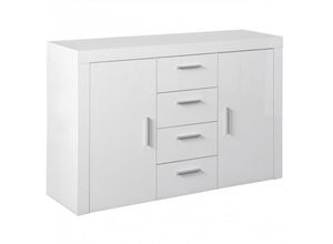 8014211080210 - Iperbriko - Schrank 2 Türen 4 Schubladen Weiß lackiert 134X40Xh cm 86