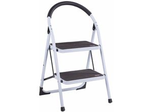 8015232321450 - Brixo - Weißer Stahlhockerhocker mit 2 großen Stufen Sicherheitssparkomfortschritt