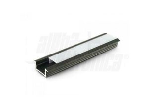 8017443654112 - Alpha Elettronica - Alpha electronic aluminiumprofil 2mt schwarz mit matter abdeckung jo380 102n-12p