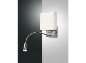 8019282096054 - Vietri Wandleuchte mit Texilschirm weiß Flexarm mit Lesespot nickel satiniert LED 3432-24-178