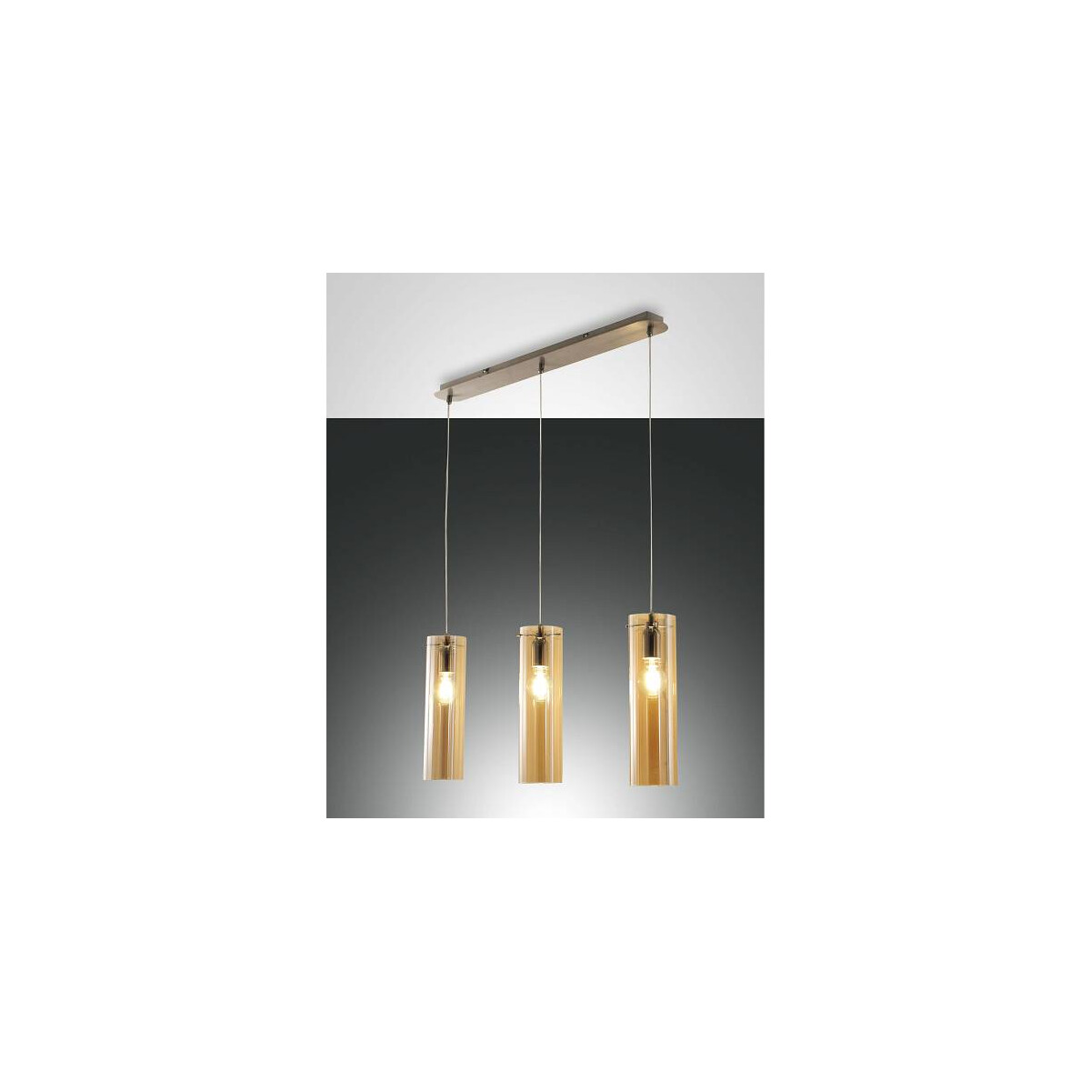 8019282111030 - Fabas Luce Lighting - Fabas Luce Sintesi Straight Bar Pendel-Deckenleuchte Bernsteinglas E27