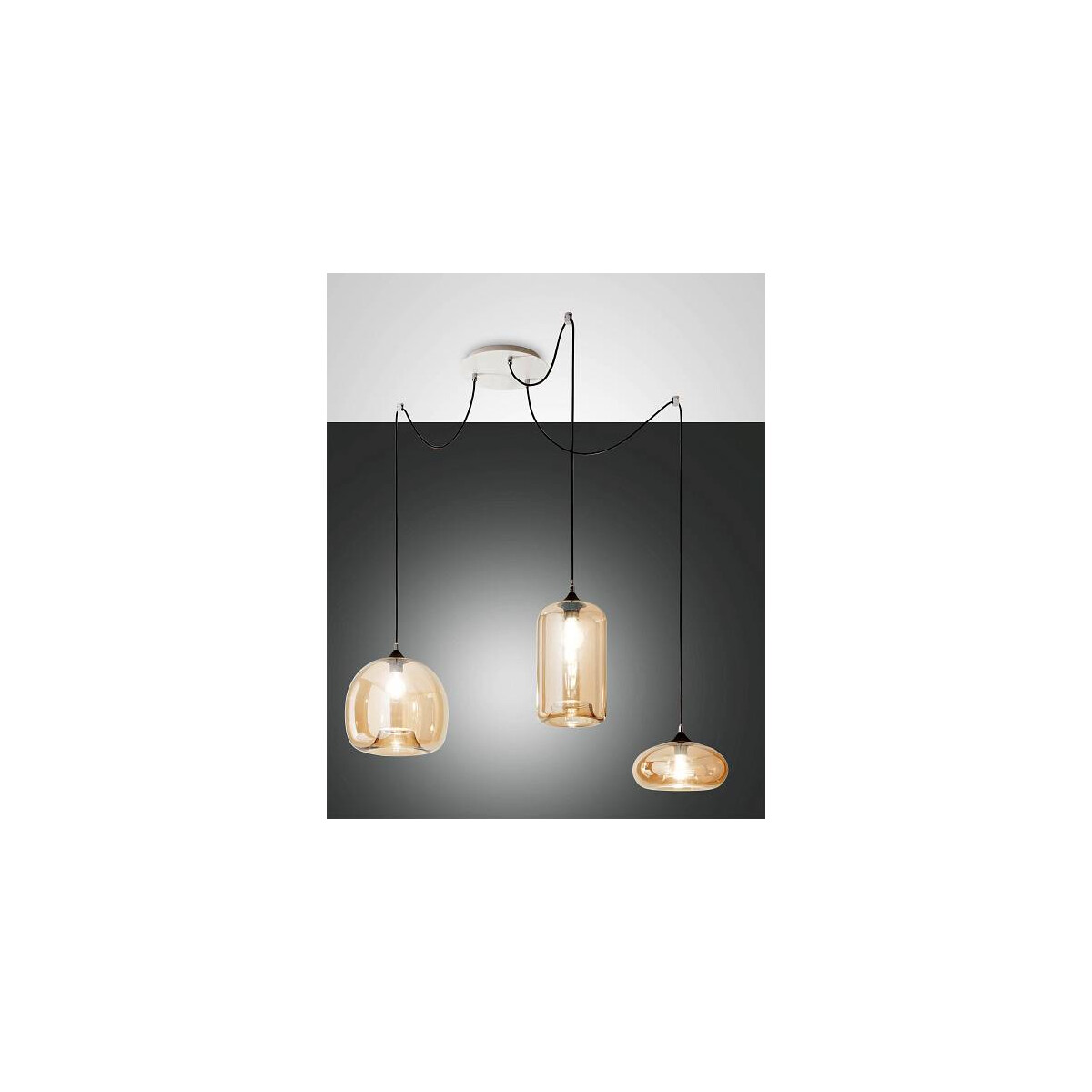 8019282111061 - Fabas Luce Lighting - Fabas Luce Fiona Cluster Pendel-Deckenleuchte Bernsteinglas E27