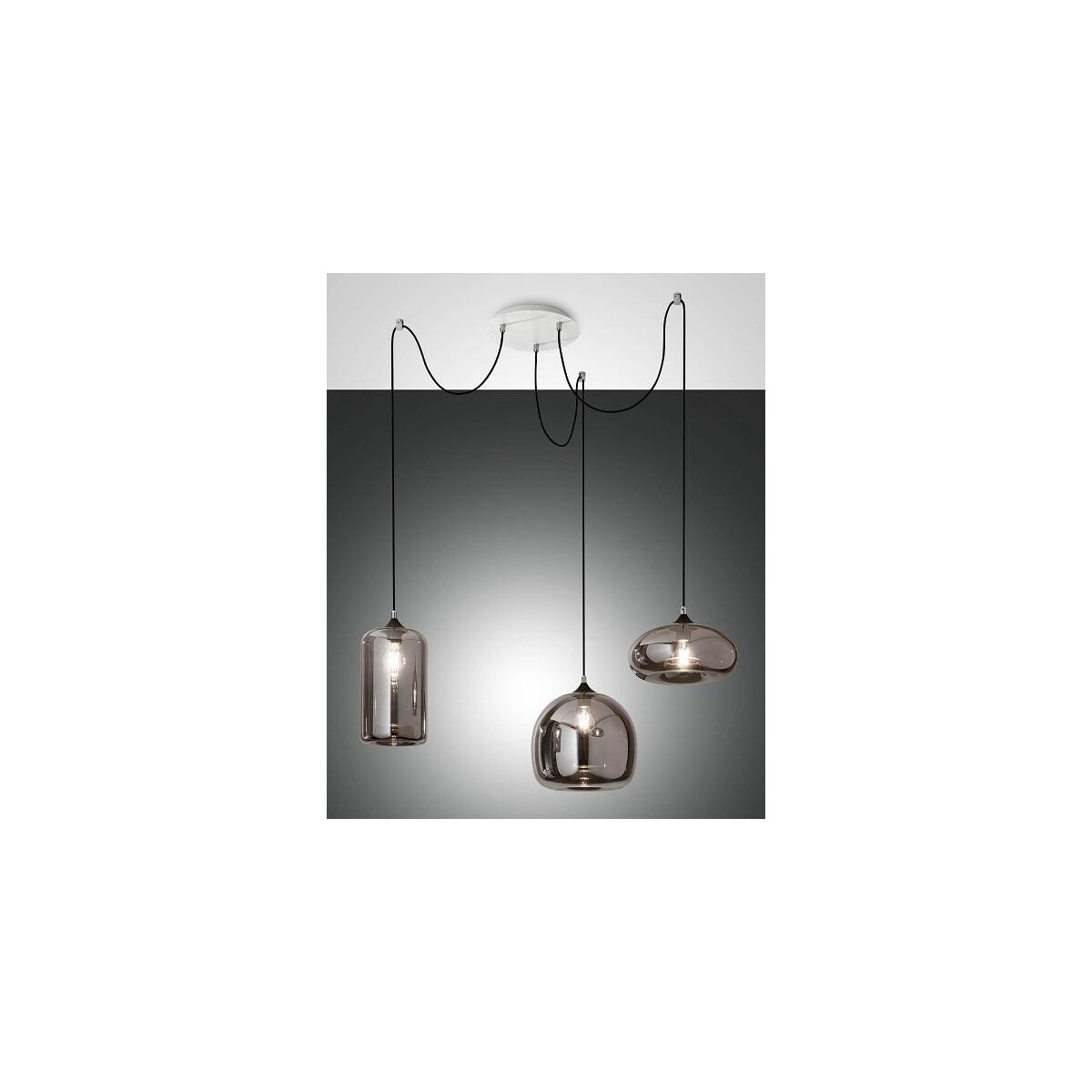 8019282111078 - Fabas Luce Lighting - Fabas Luce Fiona Cluster-Pendel-Deckenleuchte transparentes graues Glas E27