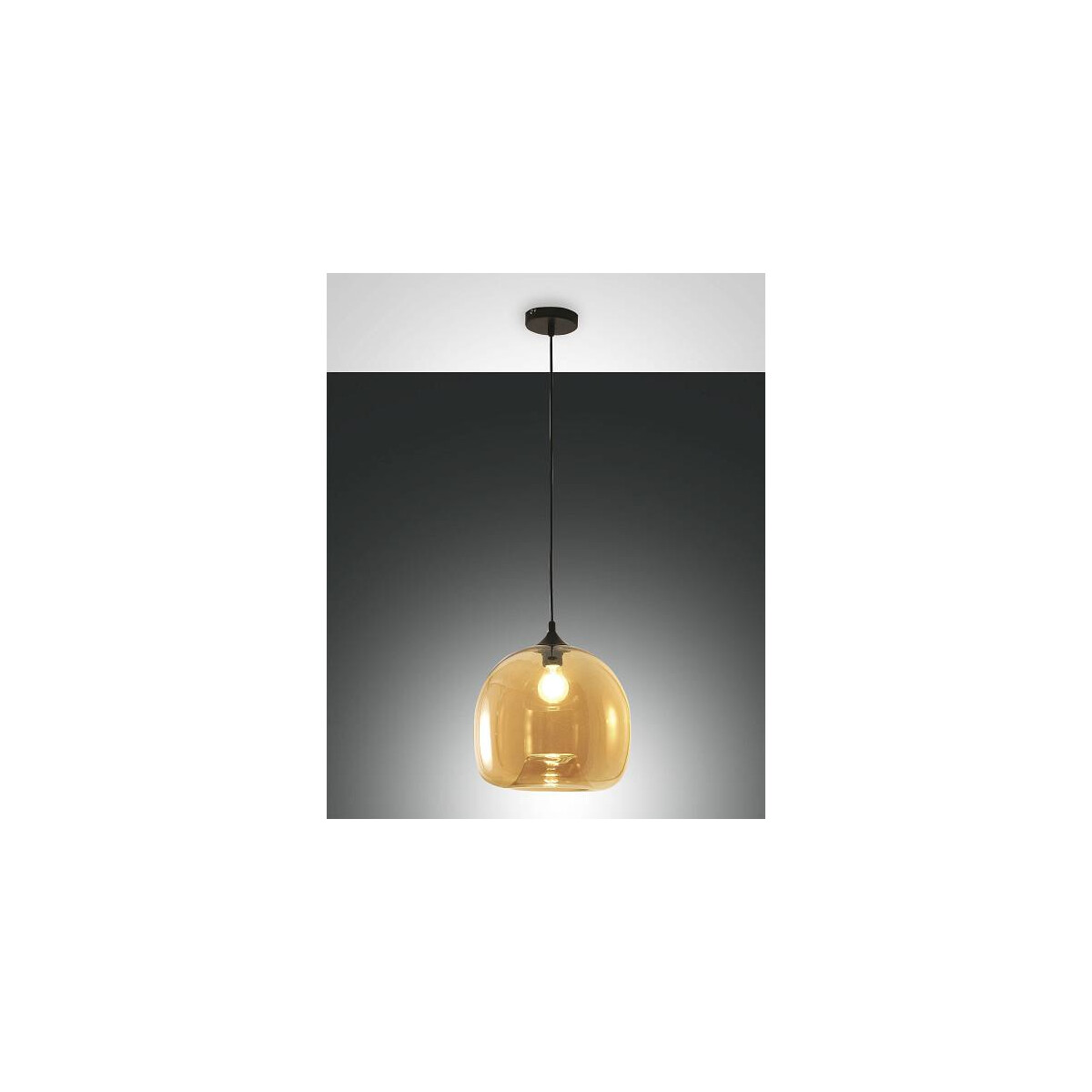 8019282111108 - Fabas Luce Lighting - Fabas Luce Maia Dome Pendel-Deckenleuchten Bernsteinglas E27