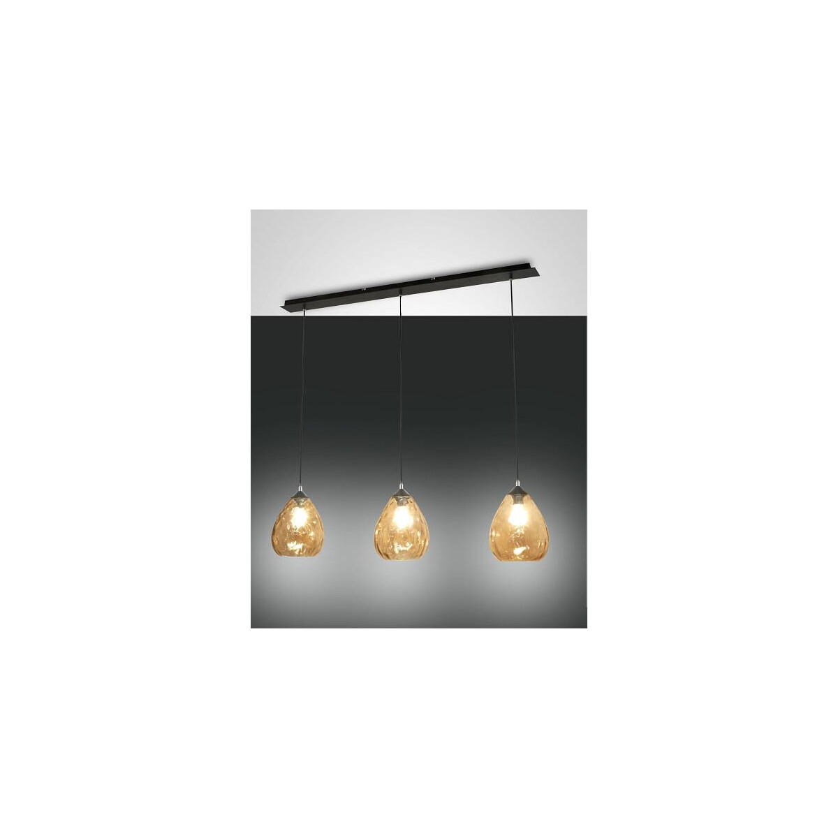 8019282510413 - Fabas Luce Gisella Straight Bar Pendel-Deckenleuchte Bernsteinglas E27