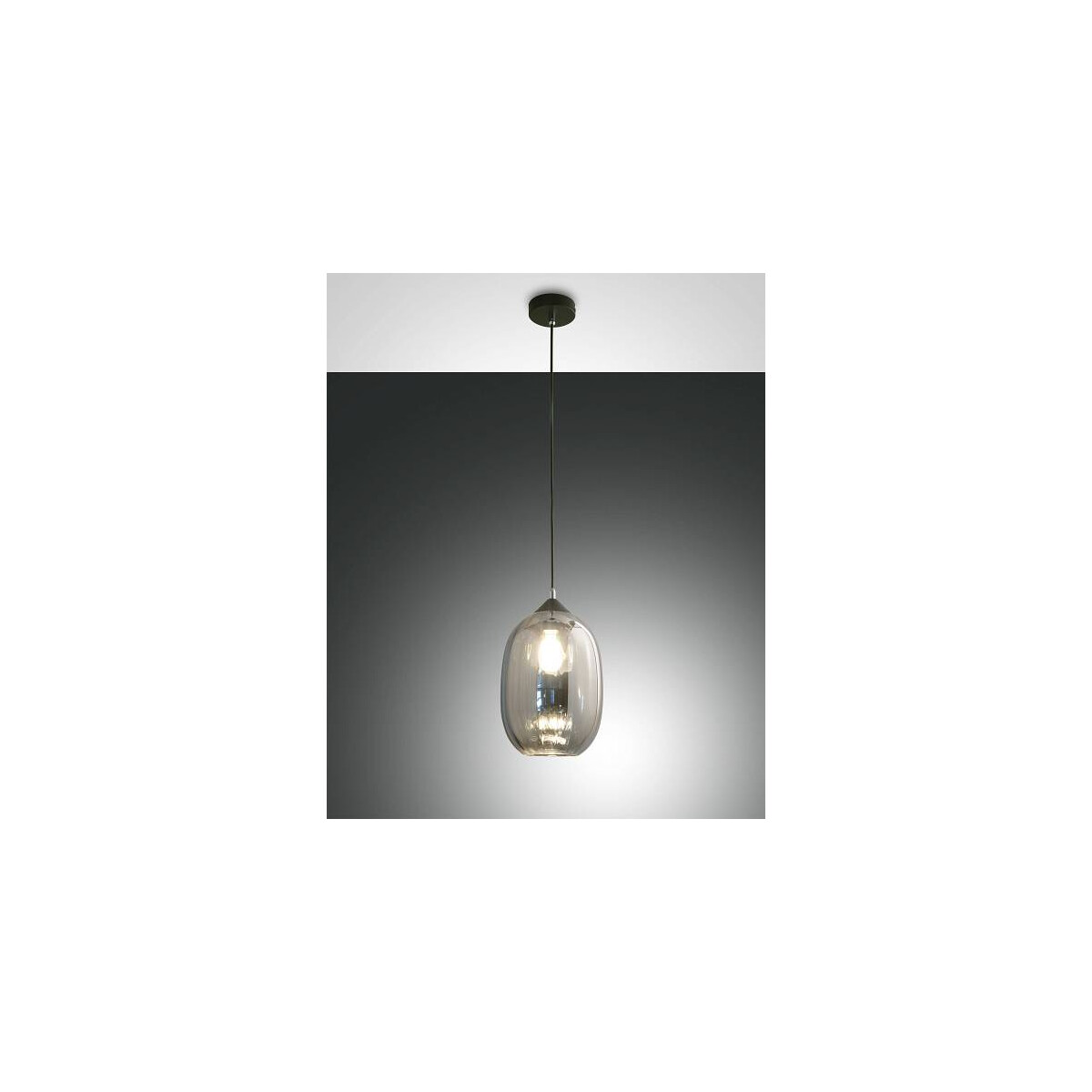 8019282513735 - Infinity Pendelleuchte inkl Smartluce E27 1X60W Metall und geblasenes Glas Grau transparent