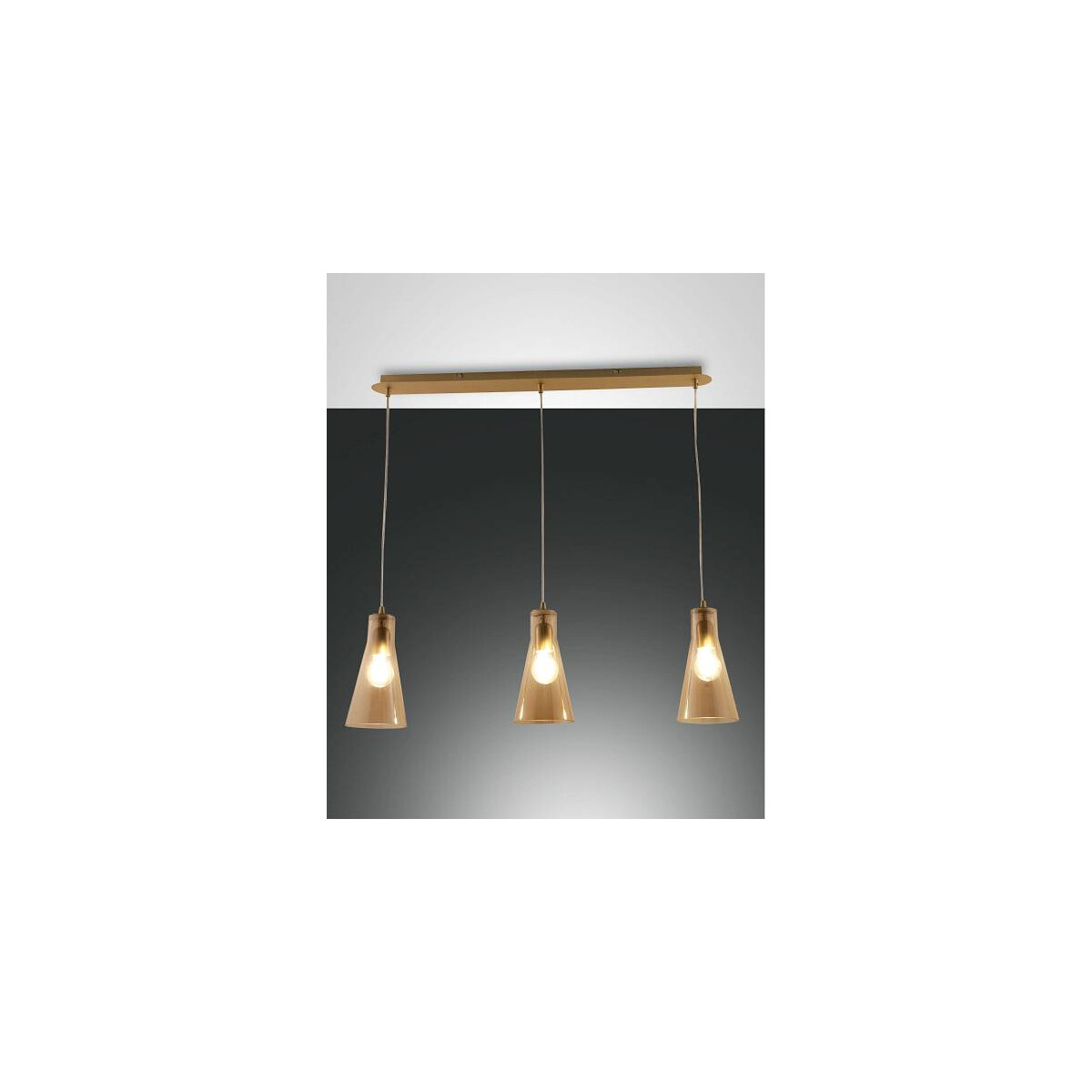 8019282517177 - Fabas Luce Lighting - Fabas Luce Dafne Straight Bar Pendel-Deckenleuchte Bernsteinglas E27