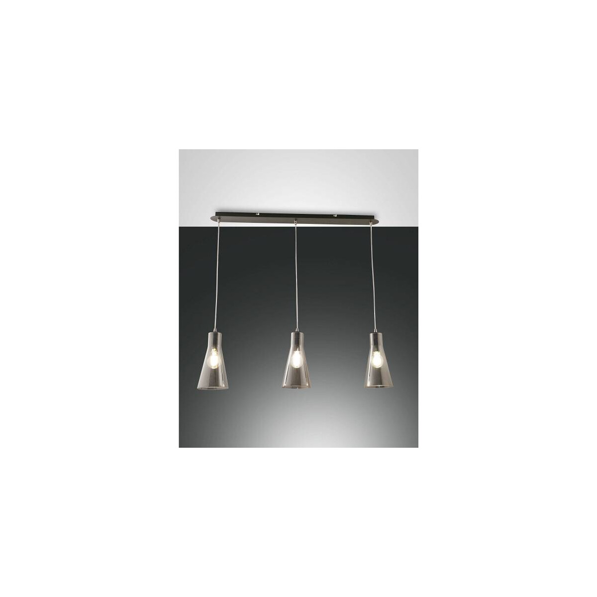 8019282517184 - Fabas Luce Lighting - Fabas Luce Dafne Gerade Stab-Pendel-Deckenleuchte transparentes graues Glas E27