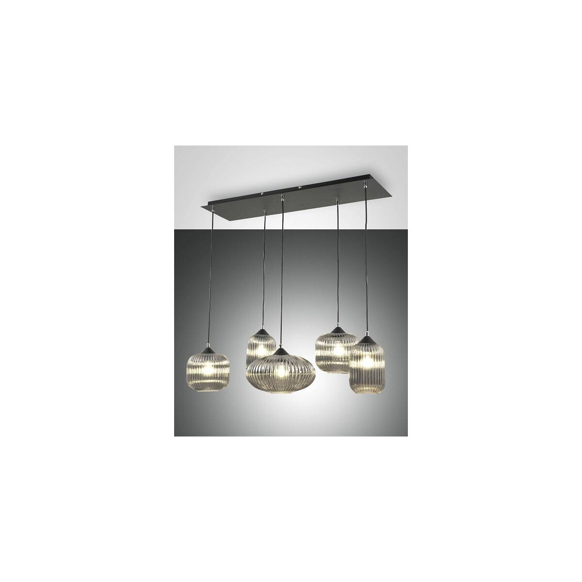 8019282518372 - Fabas Luce Lighting - Fabas Luce Gillis Cluster-Pendel-Deckenleuchte transparentes graues Glas E27