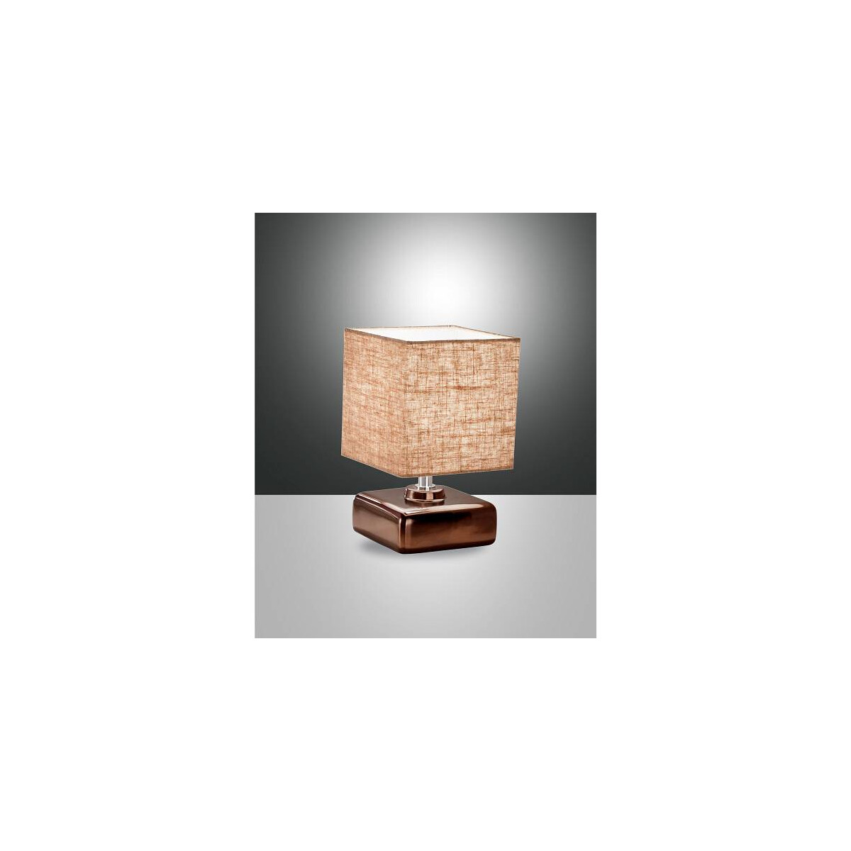 8019282518808 - Taro Tischleuchte E14 1x25W Metall- Keramik- und Textilstruktur Bronze beige