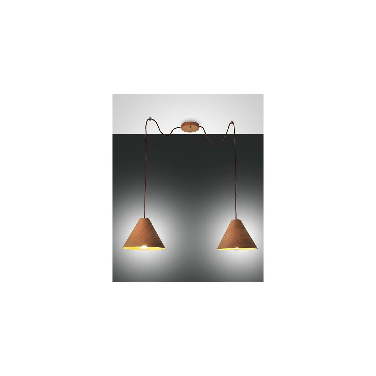 8019282518983 - Fabas Luce Lighting - Fabas Luce Esino Dome Pendel-Deckenleuchten Nussbaum Glas E27