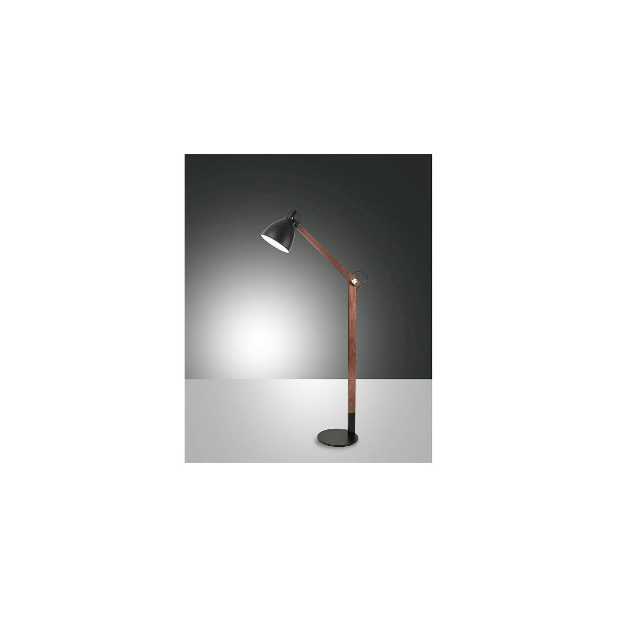 8019282519065 - Fabas Luce Lighting - Fabas Luce Sveva Task Stehleuchte Schwarz   Nussglas E27