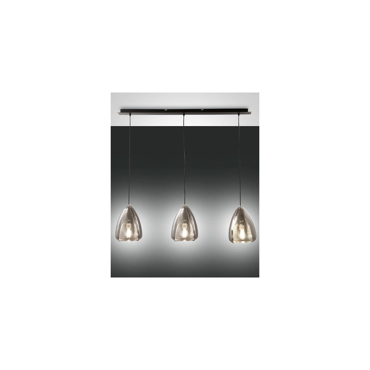 8019282533160 - Fabas Luce Lighting - Fabas Luce Britton Gerade Stab-Pendel-Deckenleuchte transparentes graues Glas E27