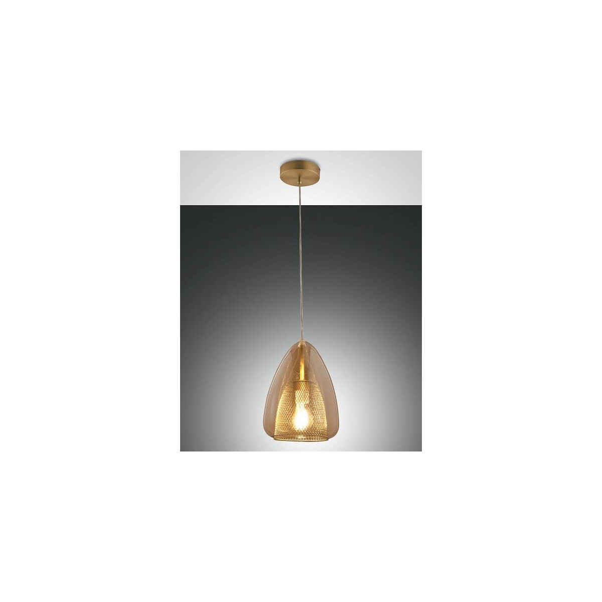 8019282533184 - Fabas Luce Lighting - Fabas Luce Britton Dome Pendel-Deckenleuchten Bernsteinglas E27