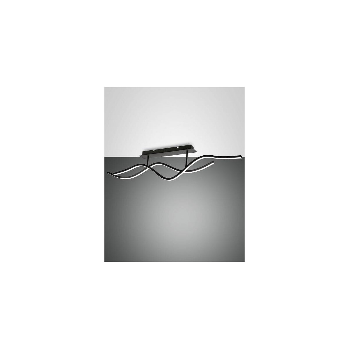 8019282533313 - Fabas Luce Lighting - Fabas Luce Sinuo Integriertes LED-Halbbündiglicht aus schwarzem Glas