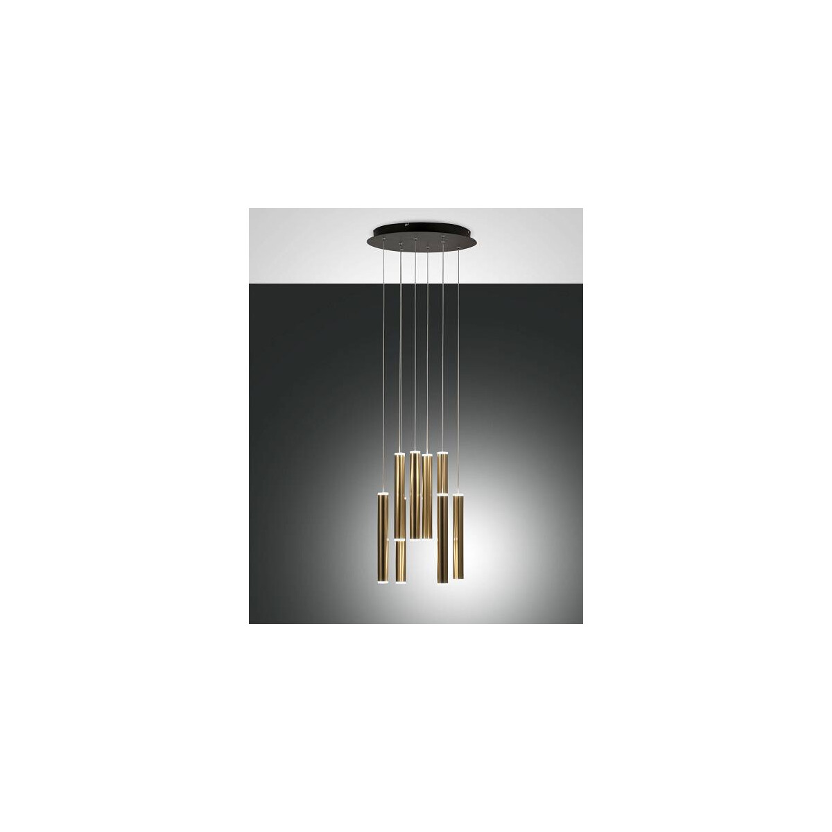 8019282533382 - Fabas Luce Lighting - Fabas Luce Prado LED-Cluster-Pendel-Deckenleuchte Schwarz   Messingglas satiniert