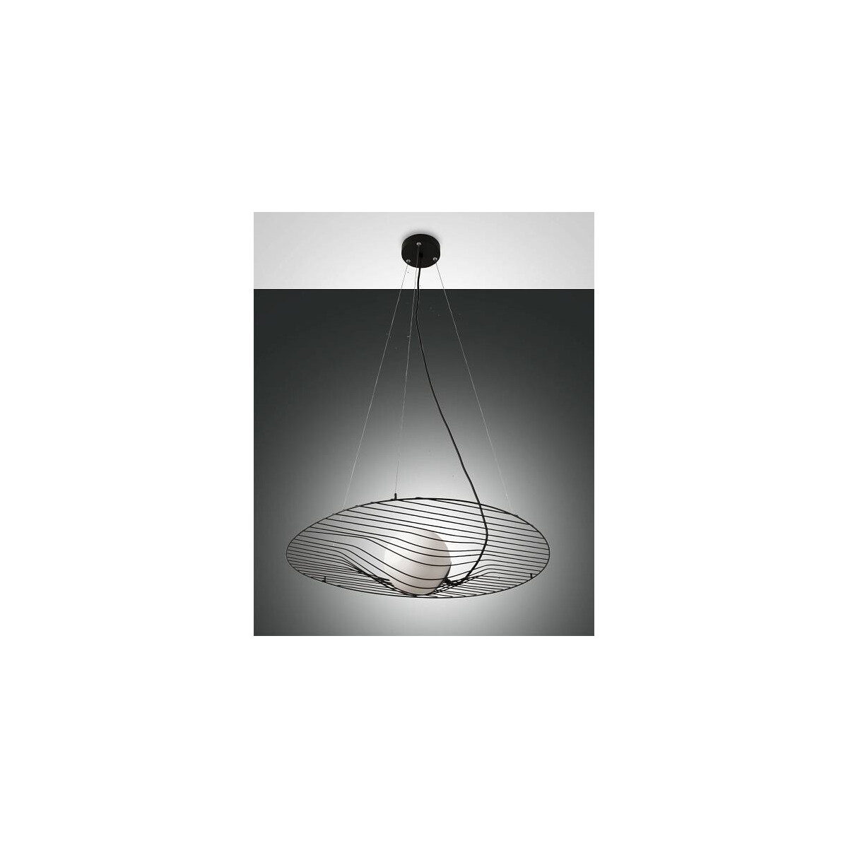 8019282533832 - Fabas Luce Lighting - Fabas Luce Homa Drahtgestell-Pendel-Deckenleuchte Glas schwarz E27