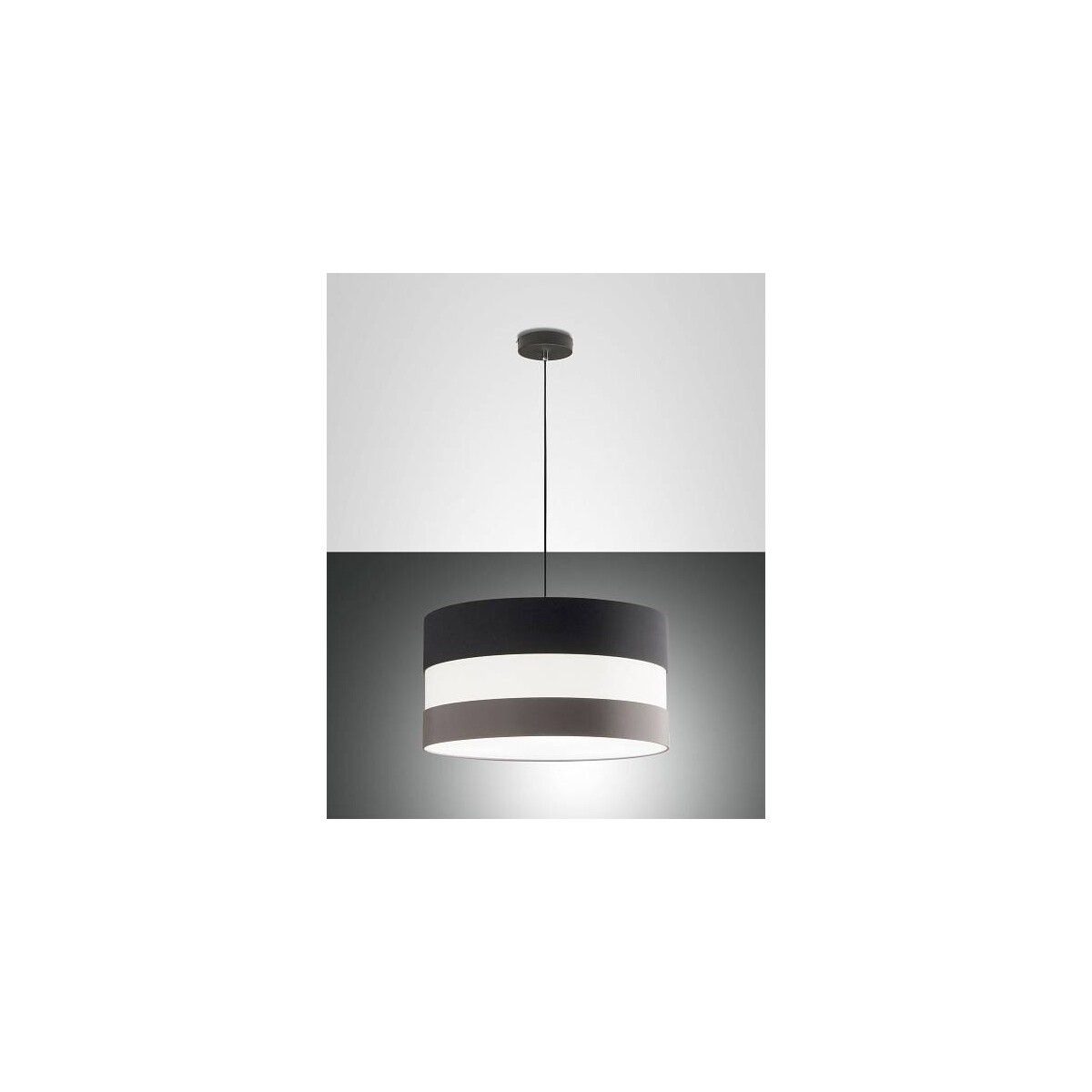 8019282536345 - Fabas Luce Lighting - Fabas Luce Arona Zylindrische Pendel-Deckenleuchte Dunkelgrau und taubengraues Glas E27