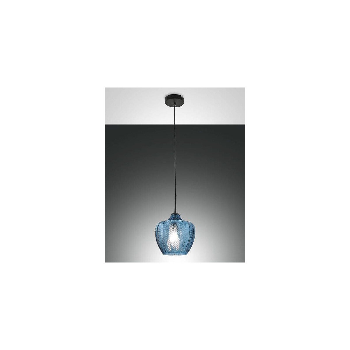 8019282540496 - Gallura Pendelleuchte E27 1x40W Metall und geblasenes Glas Azurblau