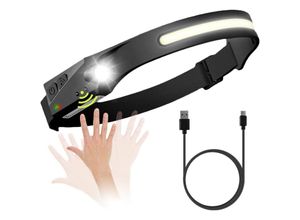 8020052834684 - USB-wiederaufladbare LED-Stirnlampe 600 Lumen 5 Modi Bewegungssensor IPX4 wasserdicht 230-Grad-Sicht ideal zum Laufen Angeln Camping Wandern