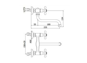 8020913020867 - - Wandspüle mit schwenkbarem Auslauf aus Bronze Serie Iris IRV161BR Messing - Bronzato