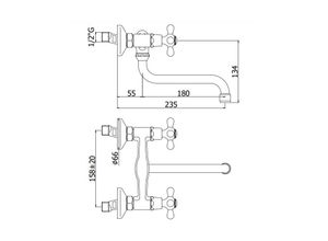 8020913020874 - Iris IRV161RM Serie Wandspüle mit schwenkbarem Kupferauslauf Messing - Ramato - Paffoni