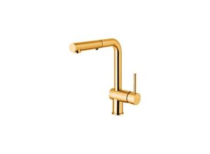 8020913523405 - - Honey Gold Gebürsteter Einhand-Spültischmischer mit ausziehbarer Brause Light Serie LIG285HGSP-MET Messing - Honey Gold Spazzolato