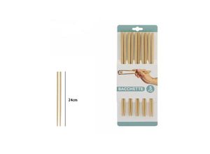 8021000011461 - Trade Shop Traesio - set 5 paar 10 chinesische japanische essstäbchen aus holz küchenbesteck 24 cm 74192