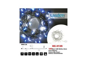 8021000013748 - Lichterkette 100 Firefly Led Leuchten Blau Fest + Weiss Intermittierend Xc-3135