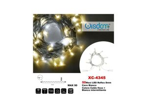 8021000013793 - Trade Shop Traesio - lichterkette 50 glühwürmchen led lichter warm fest + weiss intermittierend XC-4345