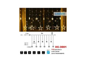 8021000014073 - 115 Led Weihnachtsvorhang Licht Mit Sternen Warmes Licht Transparentes Kabel Xc-3001