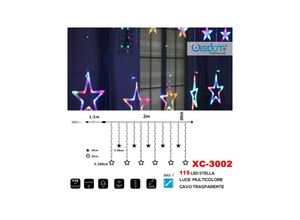 8021000014080 - Trade Shop Traesio - weihnachtsvorhang licht 115LED stern licht mehrfarbig transparentes kabel XC-3002