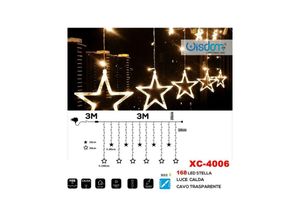 8021000014127 - Trade Shop Traesio - 168 led weihnachtsvorhang licht mit sternen warmes licht transparentes kabel XC-4006