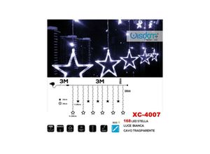 8021000014134 - Trade Shop Traesio - weihnachtslichtvorhang 168 led mit sternen weisses licht transparentes kabel XC-4007