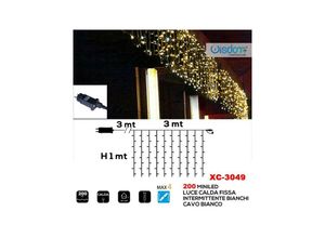 8021000014165 - Trade Shop Traesio - weihnachtslichtvorhang 200 led warmes licht dauernd + weisses licht blinkend XC-3049
