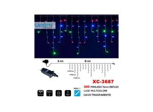 8021000014219 - Trade Shop Traesio - weihnachtslichtvorhang 300 minile mehrfarbiges licht transparentes kabel XC-3687