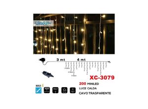 8021000014233 - Trade Shop Traesio - weihnachtslichtvorhang 200 mini led warmes licht transparentes kabel XC-3079