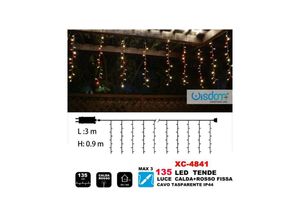 8021000014387 - Trade Shop Traesio - weihnachtslichtvorhang 135 led warm+rot licht fest transparent kabel XC-4841