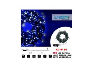 8021000014455 - Trade Shop Traesio - lichterkette 180 led glühwürmchen lichter weiss + blau kabel grün IP44 XC-4134