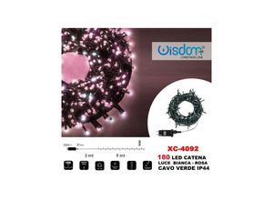 8021000014479 - Trade Shop Traesio - lichterkette 180 led glühwürmchen lichter weiss + rosa kabel grün IP44 XC-4092