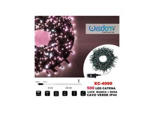 8021000014653 - Trade Shop Traesio - lichterkette 500 led glühwürmchen lichter weiss + rosa kabel grün IP44 XC-4090