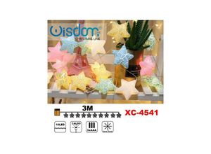 8021000015568 - Trade Shop Traesio - lichterkette mit farbigen sternen 10 batteriebetriebene leds warmes dauerlicht XC-4541