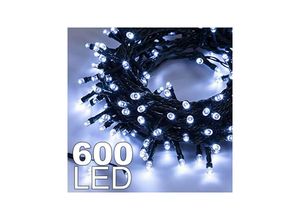 8021000103388 - Trade Shop Traesio - 600 led glühwürmchen lichterkette weiss mit controller für den innenbereich