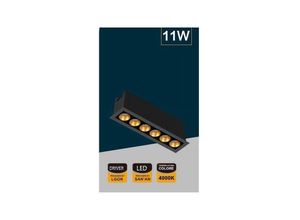 8021000208311 - Trade Shop Traesio - rechteckiger led-einbaustrahler 11W licht 6000K 4000K 3000K modern schwarz XTD-6-N Naturweiß - Naturweiß