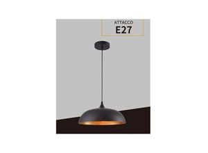 8021000211878 - Trade Shop Traesio - E27 eisen deckenhänger lampe schirm modern elegant weiss B90 Schwarz - Schwarz